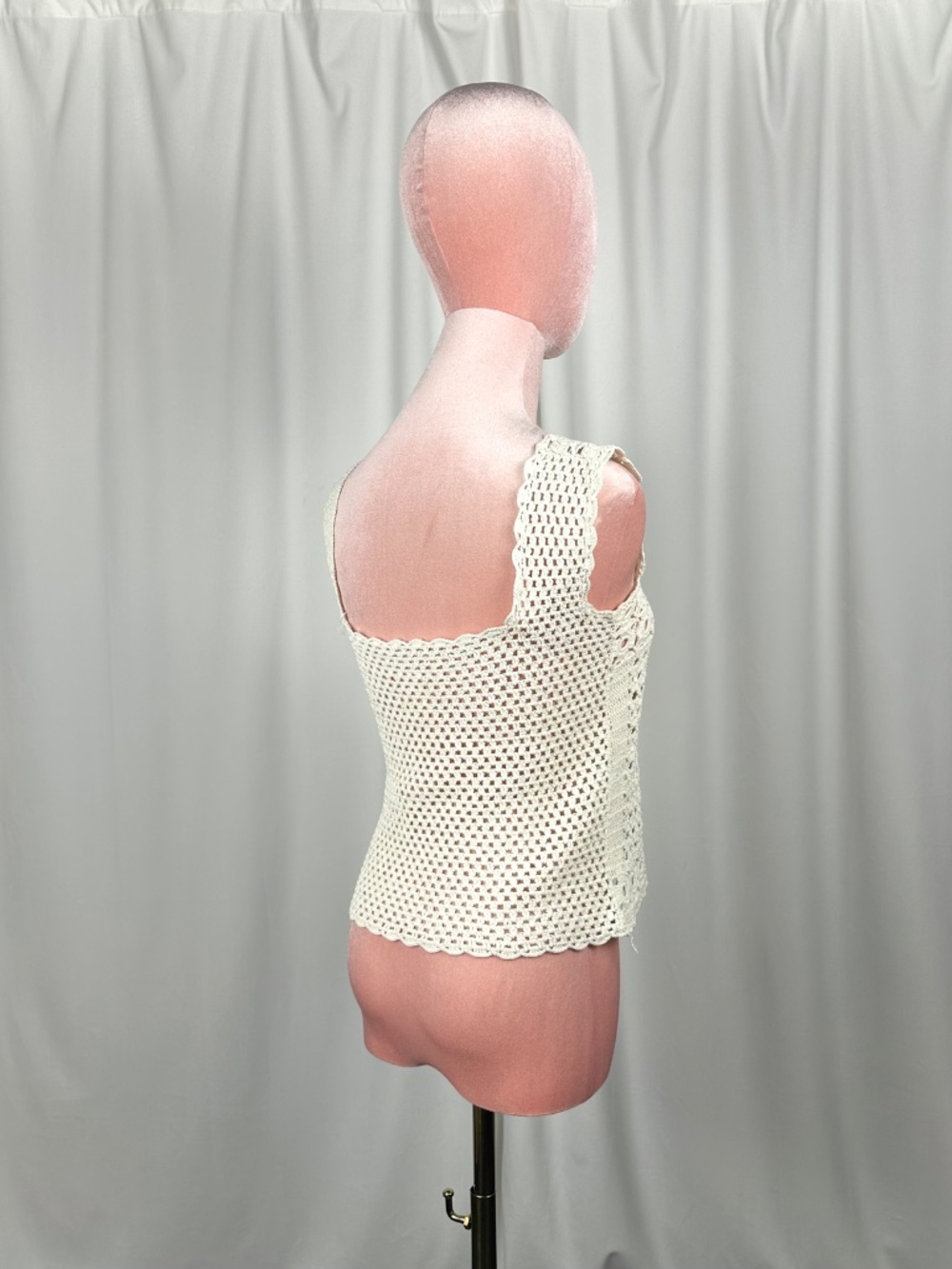 Vintage Handmade Cream Crochet Tank Top Boho Festival Cottagecore XS - Picture 7 of 16